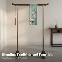 Solid Wood Chinese Design Clothing Rack Sturdy Construction Antique Design Garment Stand Stable and Long-Lasting Wooden Clothes Stand Multifunctional for Homeowners, Hotel Owners, Bridal Shop, Retail Shop, Hallway, Apartment