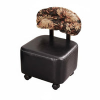 With rear supportrest Lowheight Wheeled Stool Easy to Move Rolling Pouf 360-Degree Casters Small Chair noiseless casters for Children, Elderly, Homemakers, Living Room, Kitchen, Playroom, Garage