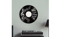 Wall Decor High-Resolution Printing Wall Sign Inspirational Quote Round Wooden Art Piece for Music Lovers, Bedroom