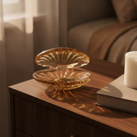 Clamshell Trinket Box Elegant Bivalve-Shaped Trinket Box Faceted for Vanity, Dresser, Bedside Table