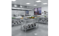 Rust-Resistant Stainless Steel Prep Table with Sink Heavy Duty Stainless Steel Workstation Sink Multi-Functional Anti-Clog Drain for Chefs