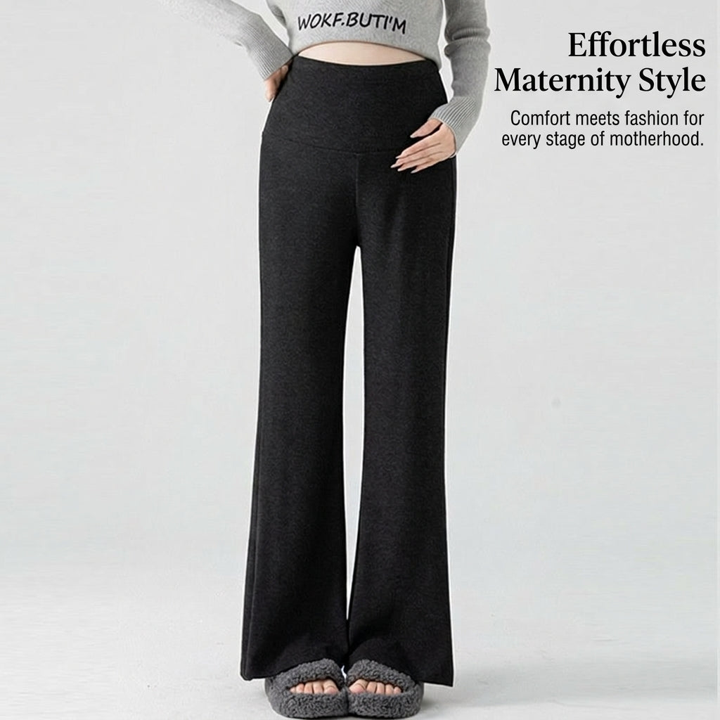 Thermal Leggings Women with Fleece Lined Wide Leg Design, Maternity Clothes Thick Warm Loungewear Pants, High Elastic