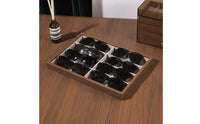 Eyeglasses Display Tray Wood-Grain Display Tray with 8 Compartments Sunglasses Organizer Soft Lined for Collectors, Dresser