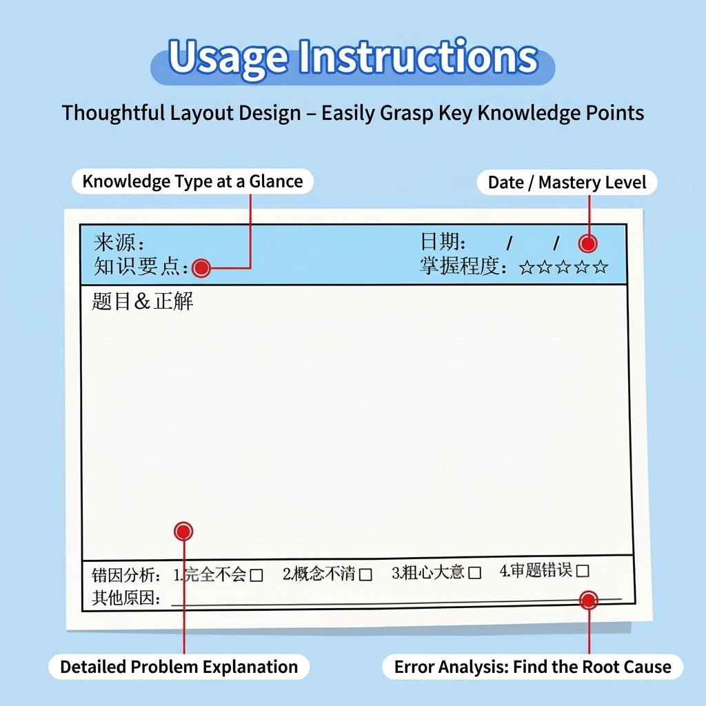 Correction Note Pads for Students and Teenagers, Mistake with Horizontal Layout, Error for Homework and Exams