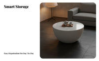 2 Pieces Minimalist Design Round Nesting Coffee Table Set Modern Design Round Nesting Tables Small Space Friendly Living Room Furniture With Storage for Apartment Dwellers, Interior Designers, Homeowners, Office Lounge, Bedroom, Hotel Lobby, Beauty Salon