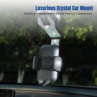 Crystal Car Phone Holder, Universal Suction Mount, 360° Rotating Anti-Shake Dashboard Stand, Multifunctional Navigation Bracket