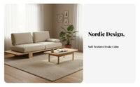 Upholstered Wood Frame Sofa Minimalist Design 3-Seater Upholstered Settee Japanese aesthetic Living Room Seating for Homeowners, Families, Lounge, Bedroom