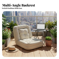 Space Saving Human Dog Bed Multi-Functional Foldable Floor Sofa Bed High Rebound Sponge Adjustable Backrest Floor Chair Thick Padded Cushion for Adults, Students, Bedroom, Balcony, Living Room, Reading Nook