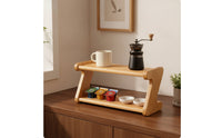 Desktop Storage Organizer Minimalist Desktop Organizer Decorative Wooden Shelf with Two Tiers for Coffee Station