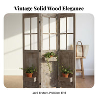 Folding Wooden Screen Foldable Design Decorative Wood Divider Multi-Functional Panel Screen Divider for Shop Owners, Renters, Entryway, Bedroom, Cafe