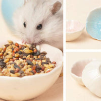 Small Flower Shaped Food Bowl Shallow Flower Pet Bowl Long-Lasting Ceramic Pet Dish Safe for Enclosure