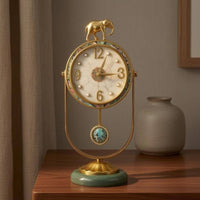 Ceramic Elephant Clock Glazed Golden Tabletop Clock Classic Look Home Decor Timepiece for Tabletop Display