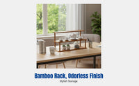 Office Desk Storage Rack, Bamboo Tea Mug Holder, Multitier Organizer Shelf for Study, Living Room, Minimalist Design