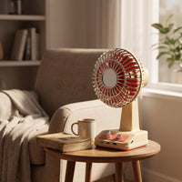 Rechargeable Fan with Vintage Grille Retro Desktop Fan with Control Dial Compact for Bedroom, Dorm Room, Nightstand