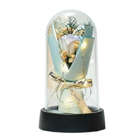 Treated Floral Dome Romantic Gift Timeless Bloom Acrylic Dome Long Perennial Blossom Light for Girlfriend, Mom