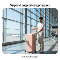 Rigid Luggage Large Capacity Rolling Trolley Case Combination Lock Ribbed Travel Bag for Trip Ers, Vacation, Airport, Weekend Getaway