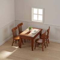 Dollhouse Table Chair Set Detailed Craftsmanship Miniature Chair Set Wood Grain Look Tiny House Items