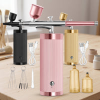 Portable Airbrush Kit with Dual-Action Oxygen Injector for Model Painting, Nail Art, and Cooking