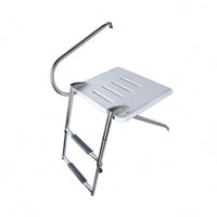 Curved Handrails Boat Swim Platform Textured Dot Pattern Stainless Steel Swim Platform Ladder Non-Slip Boat Boarding Ladder