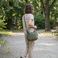 Travel Bag and Crossbody Bag for Women, Small Canvas Bag with Phone Pocket and Snap, Vertical Square Shape, Casual Travel Student Style