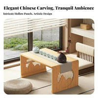 Traditional Chinese design Foldable Leg Low Desk Space-Saving Foldable Lap Tray Multi-Purpose Floor Table Multipurpose for Apartment Dwellers, Remote Workers, Bay opening, Bedroom, Living Room, Home Office
