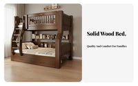 Multi-Functional children's Bed Space-Saving Wooden Bunk Bed with Storage Tall Guardrail Bedroom Furniture for Teens, Parents, Small Apartment, Home