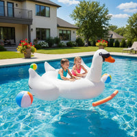 Material Inflatable Swan Raft Heavy Duty Giant Swan Pool Raft Holds Multiple Riders for Adults
