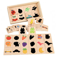 Natural Wood Wooden Shadow Matching Set Smooth Edges Shadow Matching Toy Printed Motifs Reasoning Practice