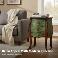 Square Side Table with Drawer and Shelf Vintage design Bedside Table with Storage adaptable Use Sturdy Construction for Hallway