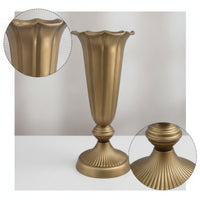 Retro Trumpet Vase Scalloped Ribbed Vase Tall Decorative for Florists, Wedding Planners