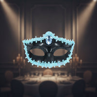 Masquerade Mask with Gemstone Black Masquerade Mask Luxurious Lightweight for Women, Halloween, Carnival