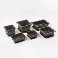 Square Flower Pots and Matching Plant Trays, Black Plant Pot Set with Drainage Holes, Versatile Seedling Pots for Indoor Outdoor Use