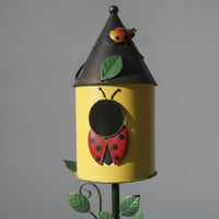 Decorative Birdhouse Garden Stake Whimsical Birdhouse with Ground Spike Rustic Metal Garden Stake Functional for Patio