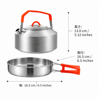 Cooker Set Outdoor Cooker Stainless Steel 16.5cm with Frying Pan Family Camping Mountaineering Cooking Utensils