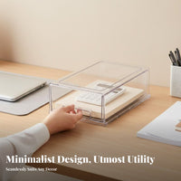 Stackable Drawer unit Transparent 3-Drawer Storage Chest Clear Drawers for Desk