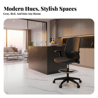 Ergonomic Drafting Chair Adjustable Height Rolling Drafting Chair spine support Built-in Footrest for Students, Artists, Studio