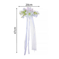 Wedding Car Decoration Bridal Car Door Handle Flowers Rearview Mirror Bouquet White Lace-Trimmed for Brides