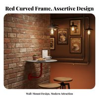 Industrial Design Wall-Mounted Round Table Wrought Iron Construction Booth Side Table Space-Saving Commercial Furniture Sturdy & Long-Lasting for Apartment Dwellers, Interior Designers, Coffee Shop, Restaurant, Small Areas, Balcony