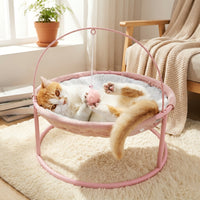 Cat Hammock Rocking Bed Suitable for Cats, Freestanding Wood Indoor Lounger, Machine Washable Soft Material, Soft Resting Place for All Seasons