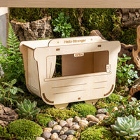 Decorative Design Hamster House and Hide, Plywood Wooden Hamster Hideout for Small Pets, Open Ventilation Assembly Required Habitat Accessory