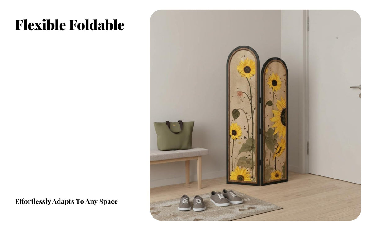 Movable Fluted Panel Folding Screen Foldable Design Room Divider Vintage design area Separator Portable for property owners, Apartment Dwellers, Interior Decorators, Entryway, Bedroom