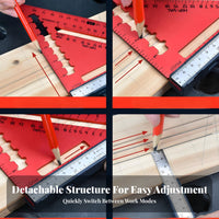 High Precision Adjustable Angle Ruler Easy to Read Scale Multifunctional Triangle Ruler CNC Machined for Woodworkers, Workshop, Construction