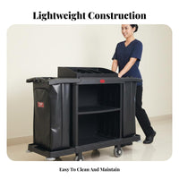 Room Service Trolley Wheeled Hotel Room Service Cart Multi-Compartment Hotel Housekeeping Cart for Janitors, Hotels, Office Buildings, Workplaces
