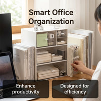 Desk Storage Organizer with Drawers, Clear Desktop for Office Supplies Stationery, Small Drawer Unit with Stickers