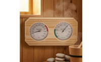 Analog Sauna Temperature Humidity Meter Beveled Corners Sauna Thermometer Hygrometer Natural Wood No Batteries Required