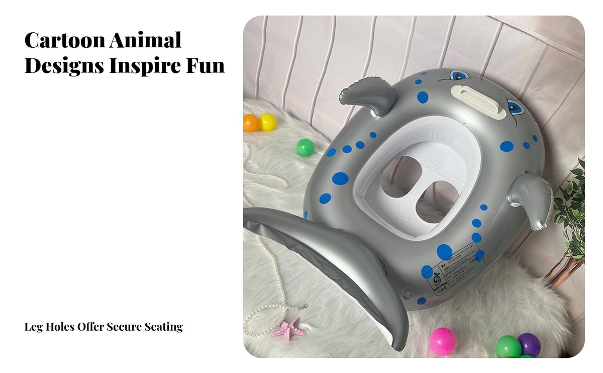 Inflatable Seat Circle Thickened Material Kids Pool Seat Bright Colors Cartoon Animal Swim Circle for Infants, Beach, Summer Vacation