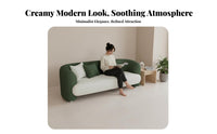 Soft Texture Curved Boucle Settee space-saving Size Modern Curved Sofa luxurious Comfort Loveseat Minimalist aesthetic for Small Space Owners, Apartment Dwellers, Reception Area, salon, Living Room, Office