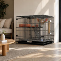 Indoor Cat Cage with Litter Box, Large Cat Villa, Space-Saving Cat House for Small Cats