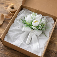 Artificial Blossom Arrangement Never Wilt House Decoration Lace Ribbon