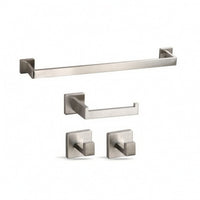 4 Pieces Wall-Mounted Bathroom Hardware Set Square Towel Bar Modern Coat Hook Rustproof for Homeowners
